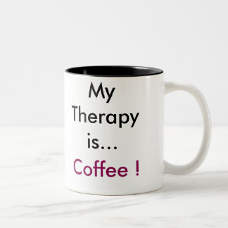 "Meine Therapie ist Kaffee" Kaffee-Tasse Zweifarbige Tasse