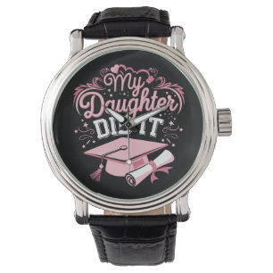 Meine Tochter hat es geschafft Rosa Abschluss Fami Armbanduhr