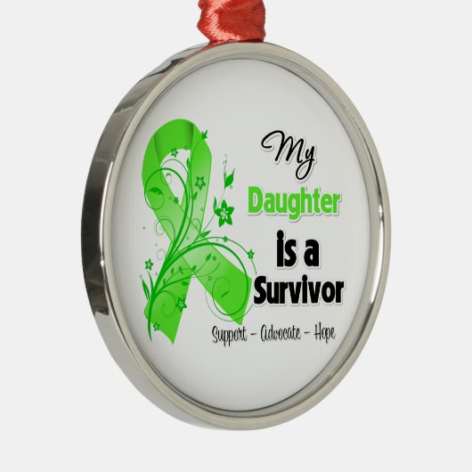 Meine Tochter ist ein Lymphomüberlebender Silbernes Ornament (Rechts)