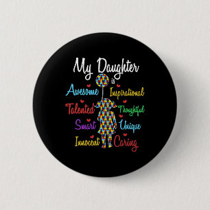 Meine Tochter Liebe Puzzle Autistic Cool Autismus Button