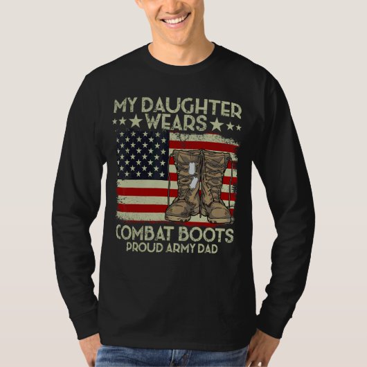 Meine Tochter trägt Kampfstiefel Veteran Day Ameri T-Shirt (Vorderseite)
