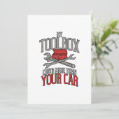 Meine Toolbox kostet mehr als Ihr Auto-Mechanik-Ge Dankeskarte (Stehend Vorderseite)