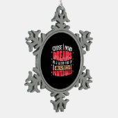 Meine Träume sind gestrichen Schneeflocken Zinn-Ornament (Links)