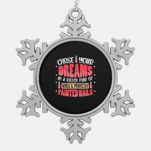 Meine Träume sind gestrichen Schneeflocken Zinn-Ornament (Vorderseite)