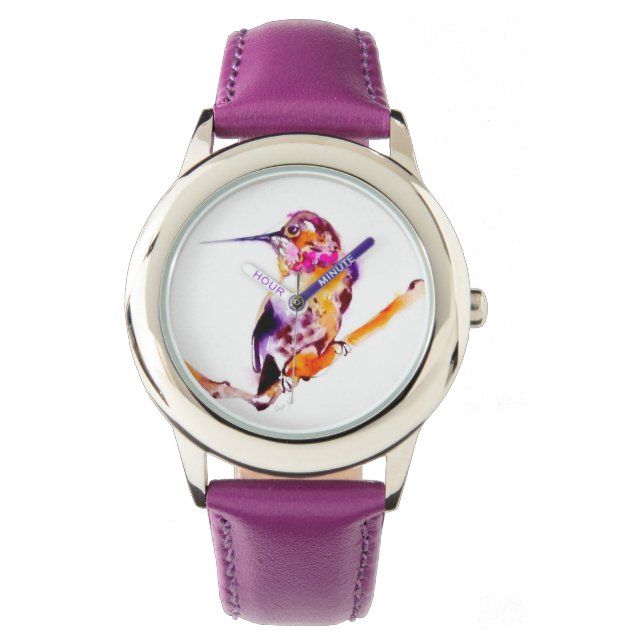 Meine Twig Hummingbird Print Armbanduhr (Vorderseite)