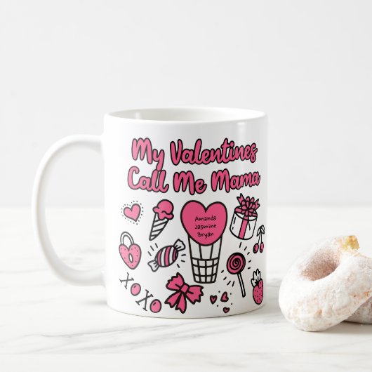 Meine Valentine nennen mich Mama Kaffeetasse (Mit Donut)