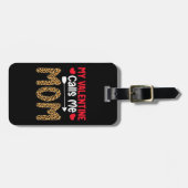 Meine Valentine nennt mich Mama Leopard Buffalo Ka Gepäckanhänger (Vorderseite horizontal)