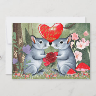 Meine Valentine Niedlich Mäuse Wasserfarbene Ferie Feiertagskarte