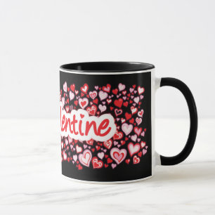 "Meine Valentine" - Rosa schwarze Tasse