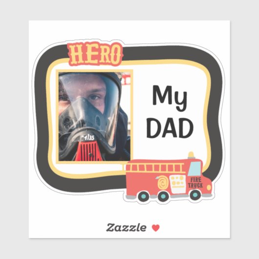 Meine Vater Firefighter Hero Foto Template Contour Aufkleber (Blatt)