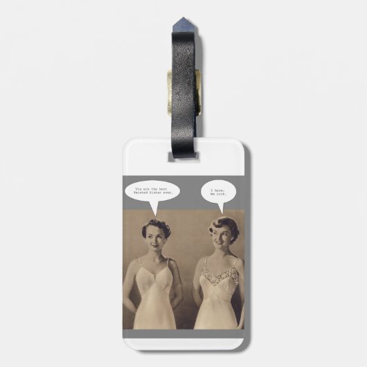 Meine verdrehte Schwester Gepäckanhänger (Rückseite vertikal)