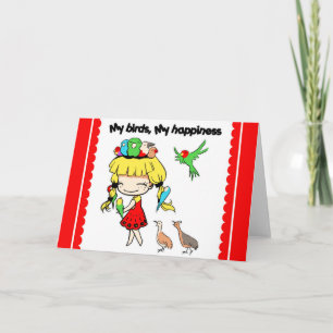 Meine Vögel mein Glück niedlicher Cartoon Karte