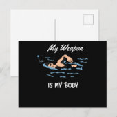 Meine Waffe ist mein Körper - Swim Quote Design Postkarte (Vorne/Hinten)