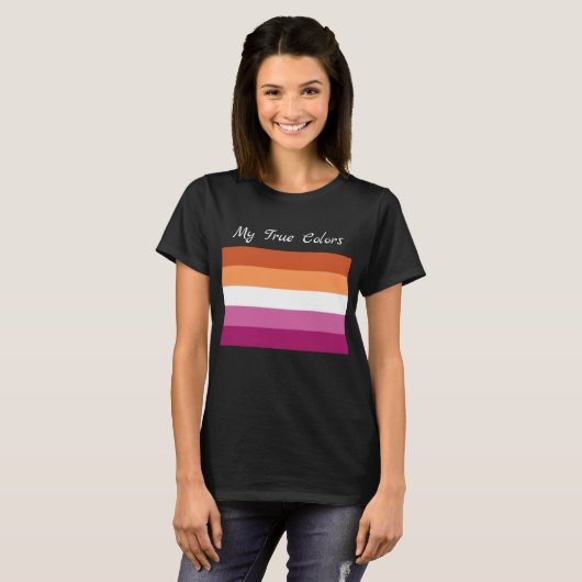 Meine wahren Farben, LGBTQ+, lesbische Flaggenfarb T-Shirt (Vorne ganz)