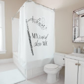Meine Wand wählte mir ein schwarz-weißes Zitat Duschvorhang (Beispiel)