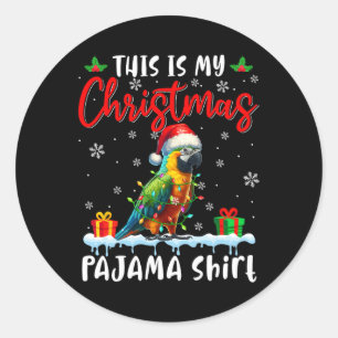 Meine Weihnachten Pajama Santa Parrot Tiere Xmas L Runder Aufkleber