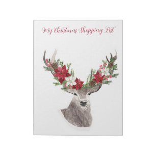 Meine Weihnachtseinkaufsliste Festlicher Hirsch No Notizblock