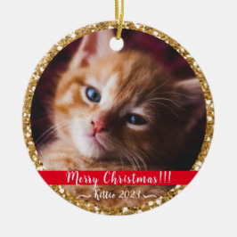 Meine Weihnachtsfrau Gold Glitzer Keramik Ornament