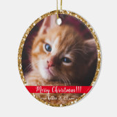 Meine Weihnachtsfrau Gold Glitzer Keramik Ornament (Links)