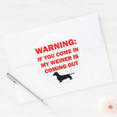 Meine Weiner warnt vor Witz Runder Aufkleber (Umschlag)