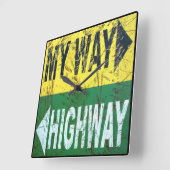 Meine Weise oder Landstraße Quadratische Wanduhr (Winkel)