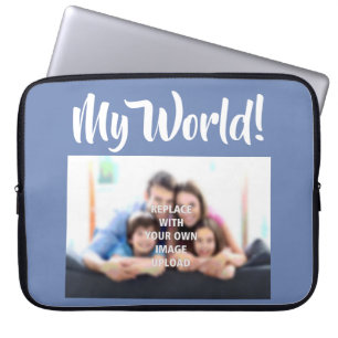 "Meine Welt" - Familienfoto auf einer Laptop-Hülle Laptopschutzhülle