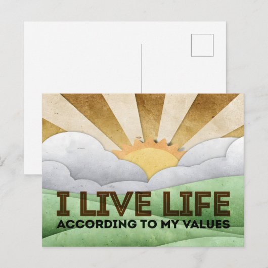 "Meine Werte" Motivation Affirmation Postkarte (Vorne/Hinten)