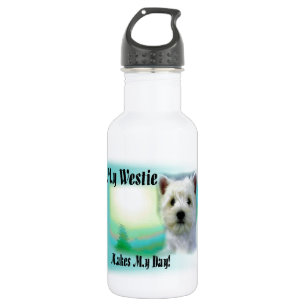 Meine Westie macht meinen Tag Edelstahlflasche