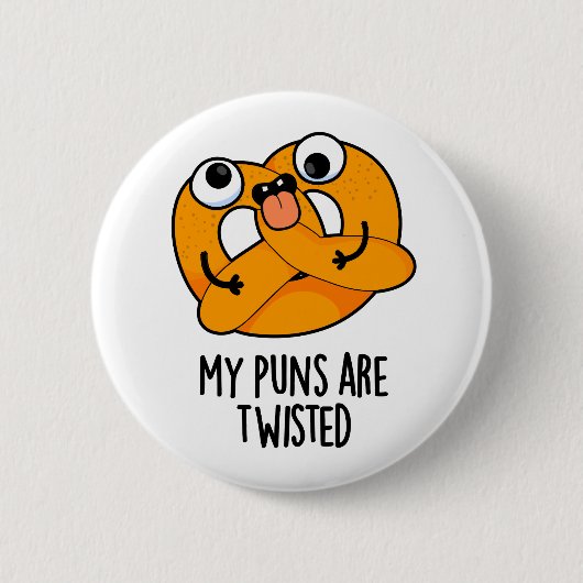 Meine Wortspiele sind verdreht lustige Brezel-Wort Button (Vorderseite)