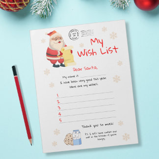 Meine Wunschliste - Klassischer Weihnachtsmann Notizblock