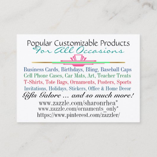 Meine Zazzle Products Business Card 2 Visitenkarte (Rückseite)