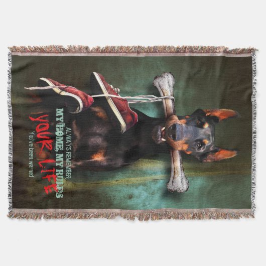 Meine Zuhause, dein Leben: Dobermann Dog & Bone - Decke (Vorderseite)