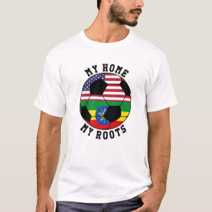 Meine Zuhause Meine Roots Ethiopia Flag Soccer T-Shirt