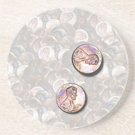 Meine zwei Cents wert (leuchtender Hintergrund) Getränkeuntersetzer (Vorne)