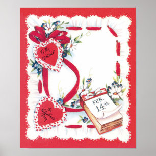 Meiner Lehrerin, Vintage Valentinstag-Liebesherzen Poster