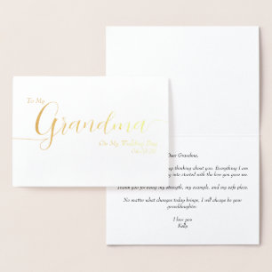 Meiner Oma am Tag meiner Hochzeit Elegante Schrift Folienkarte