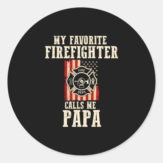 Meins Lieblings-Feuerwehrmann nennt Papa USA ameri Runder Aufkleber (Vorderseite)