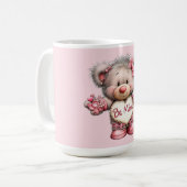 Meins Teddy mit Herzblumenstrauß Kaffeetasse (Vorderseite Links)