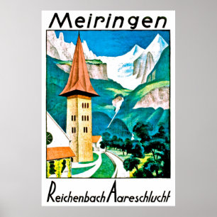 Meiringen, Dorf, Schweiz, Vintage Poster