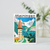 Meiringen, Dorf, Schweiz, Vintage Postkarte (Stehend Vorderseite)