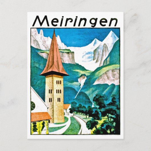 Meiringen, Dorf, Schweiz, Vintage Postkarte (Vorderseite)