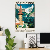 Meiringen, Reichenbach Aareschlucht, Skiposter Poster (Heimbüro)