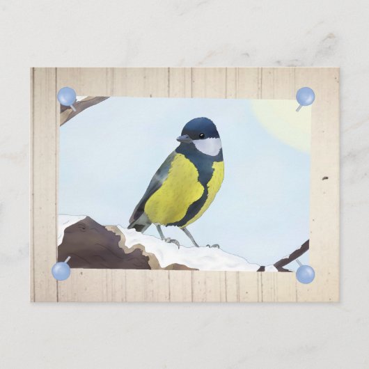 Meise im Winter Postkarte (Vorderseite)