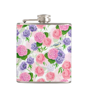 Meise und Blumen Flachmann