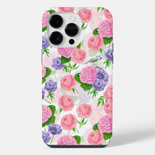 Meise und Blumen iPhone Hülle (Rückseite)