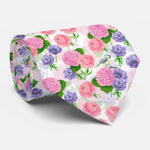 Meise und Blumen Krawatte