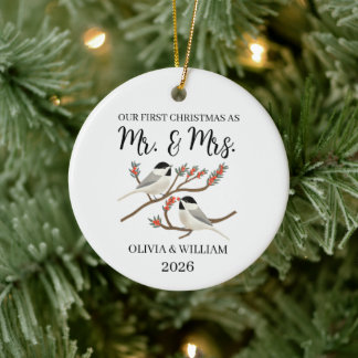 Meisen-Paar Unser erstes Weihnachten Keramik Ornament