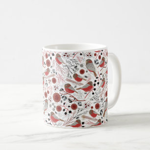 Meisen rotes Feiertagsmuster mit floralen Elemente Kaffeetasse