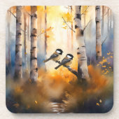 Meisengesang Vögel in einem Herbstwald Getränkeuntersetzer (Vorderseite)