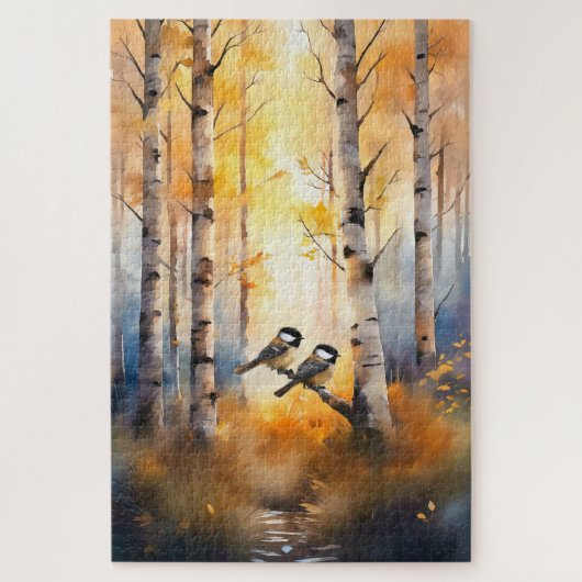 Meisengesang Vögel in einem Herbstwald Puzzle (Vertikal)